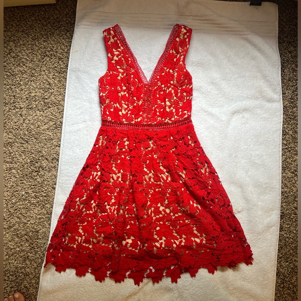 Francesca’s floral red mini dress XS